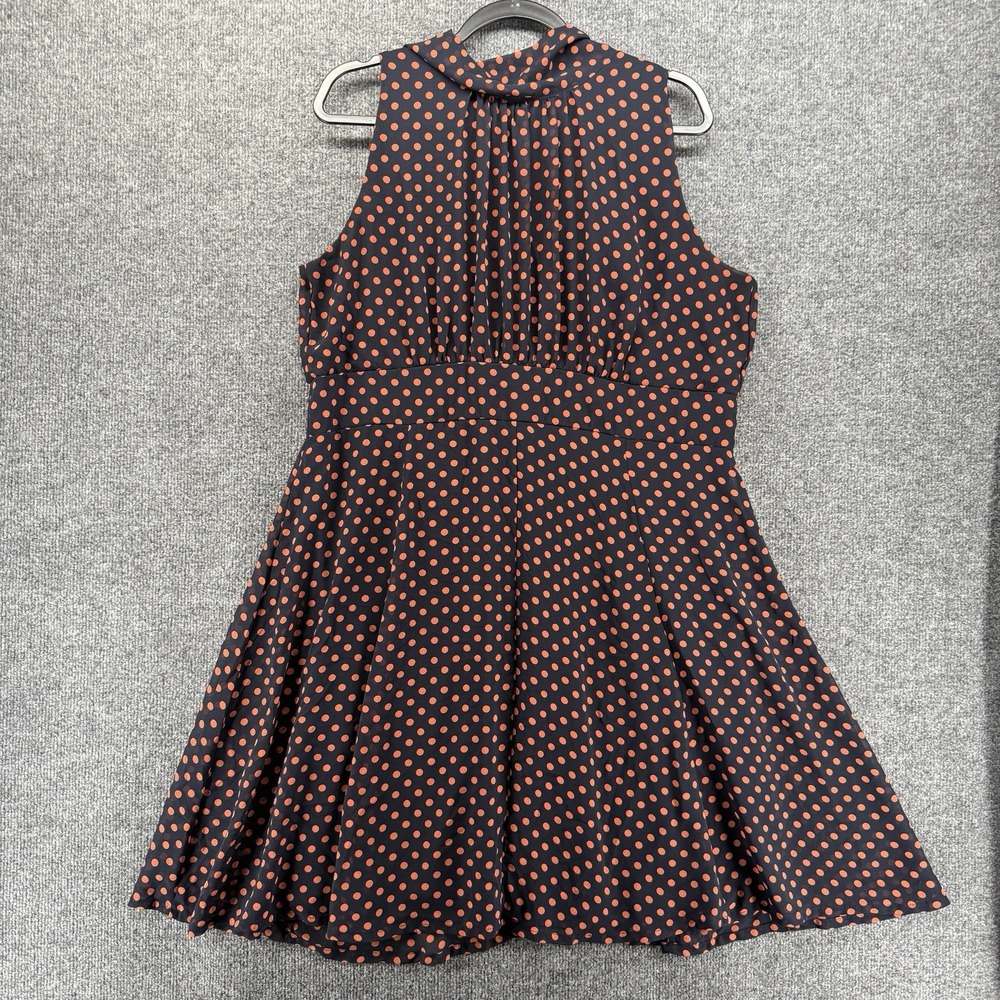 Voir Voir Dress Size 16 Blue Polka Dots Halter Sleeveless Old Money Quiet Luxury